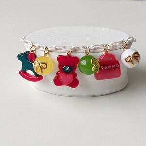Women's Resin Toy Charm Bracelet Colorful White Chain Teddy Bear Rocking Horse